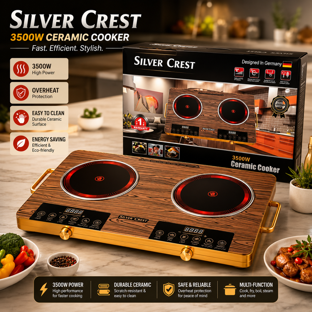 Portable Dual Electric Cooktop - 3600W Double Burner with Sensor Touch