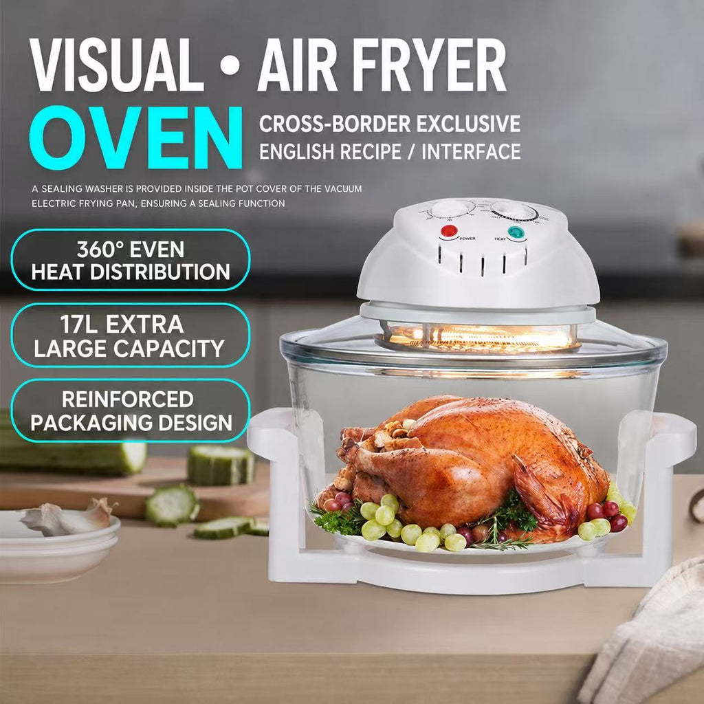 17L Visual Air Fryer Oven — 360° Heat, Glass Bowl, Multi-Function