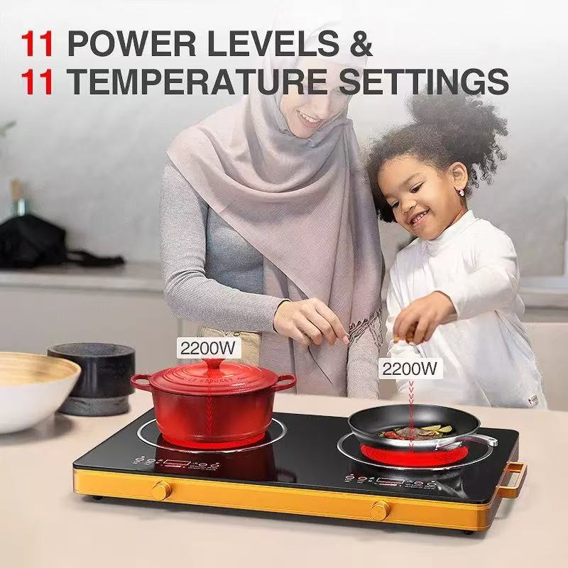 Portable Dual Electric Cooktop - 3600W Double Burner with Sensor Touch