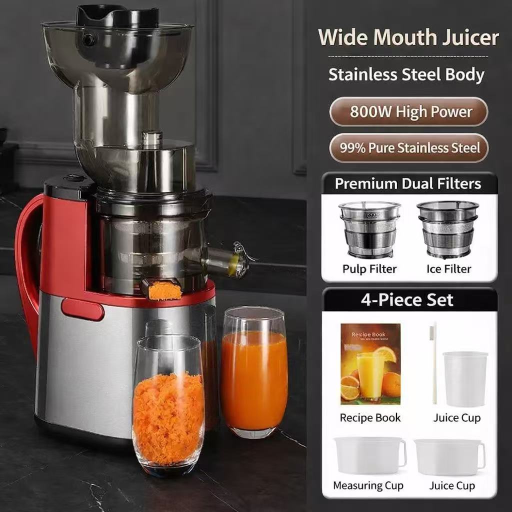 Full-Automatic Fresh Juice Extractor - Vertical Screw Juicer with Pulp-Juice Separation