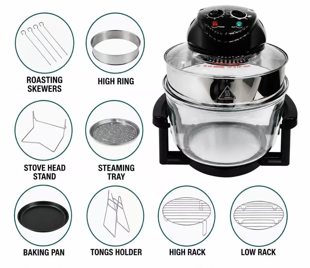 17L Visual Air Fryer Oven — 360° Heat, Glass Bowl, Multi-Function