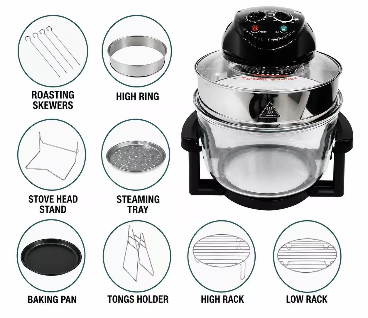 17L Visual Air Fryer Oven — 360° Heat, Glass Bowl, Multi-Function