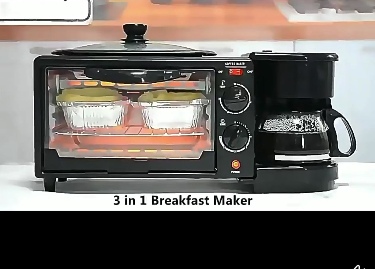 3-in-1 Breakfast Maker KW-206 | Oven + Frying Pan + Coffee Maker